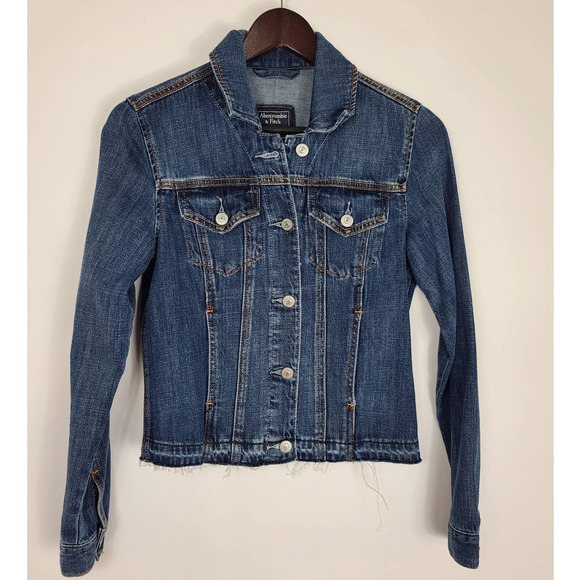 A & F Lightweight Raw hem Denim Jacket